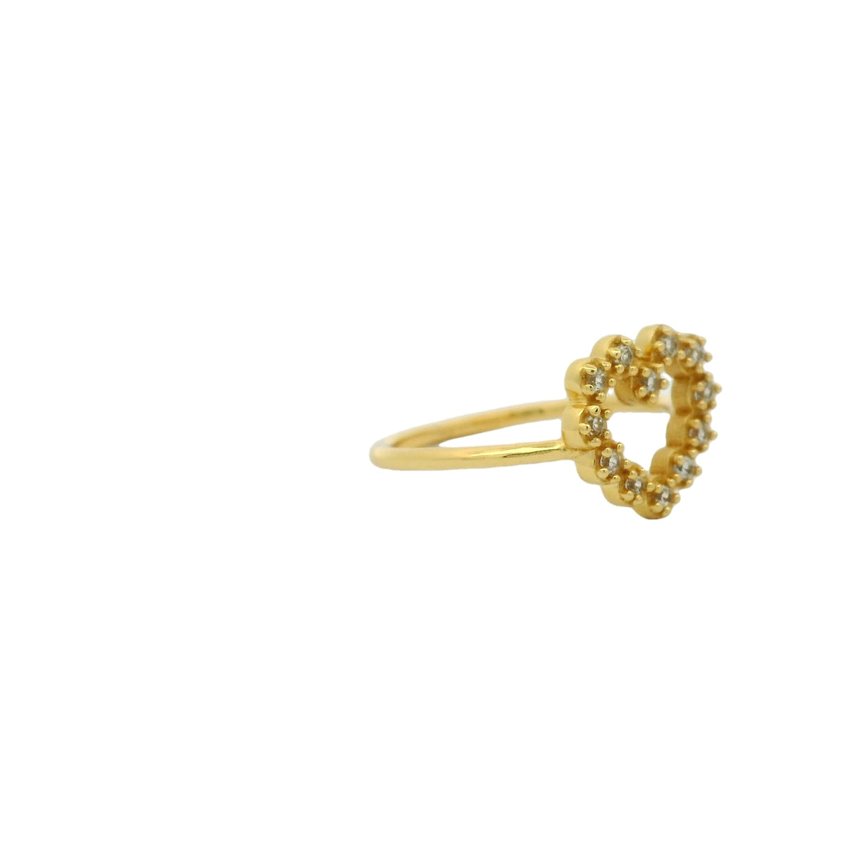 Bague dorée coeur et zircons