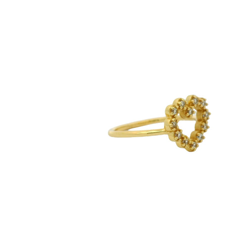 Bague dorée coeur et zircons