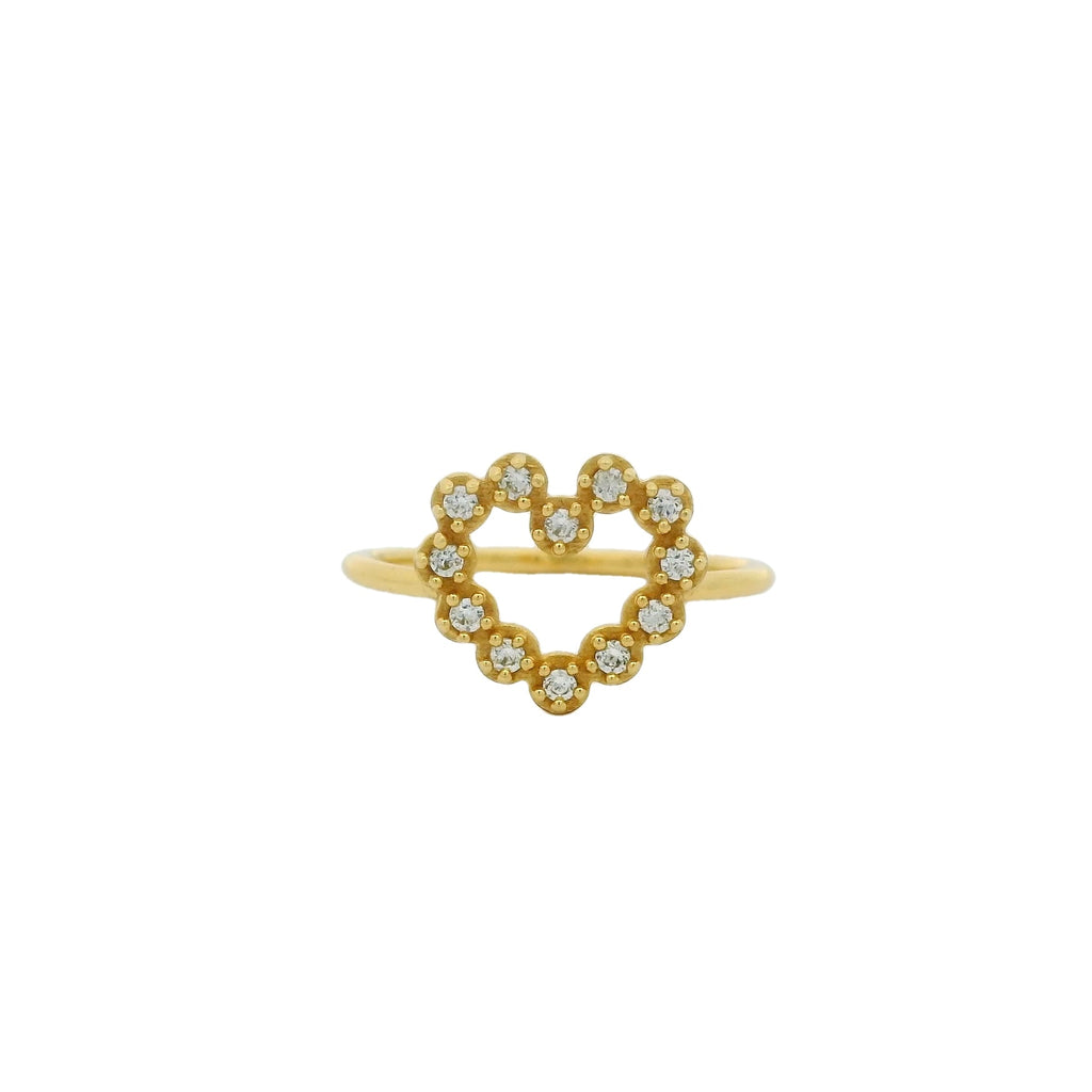 Bague dorée coeur et zircons