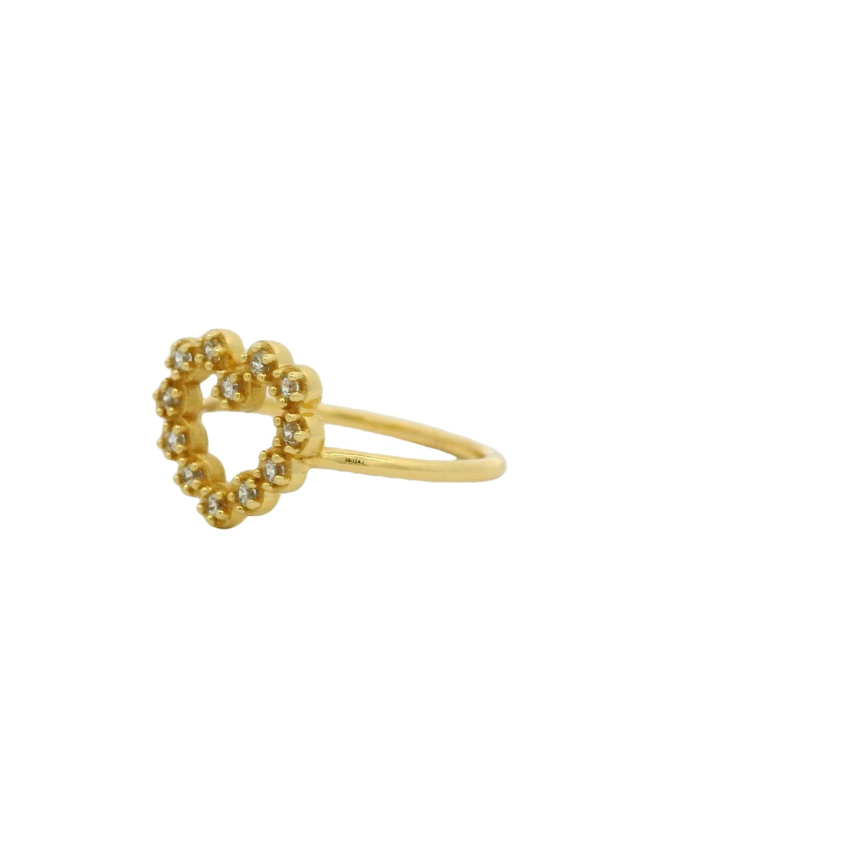 Bague dorée coeur et zircons
