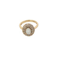 Bague dorée pierre de lune couronne en zircons