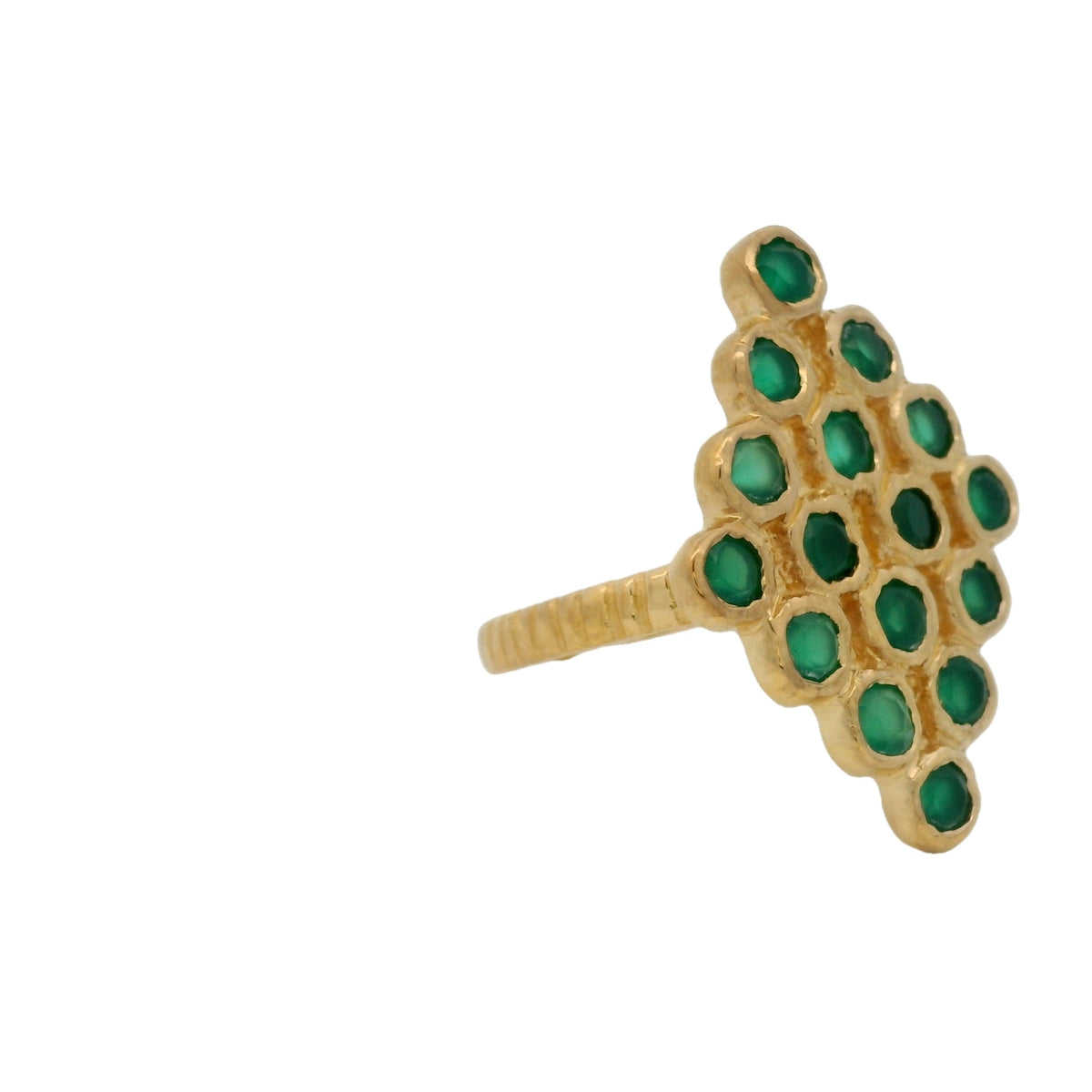 Bague dorée losange et pierre