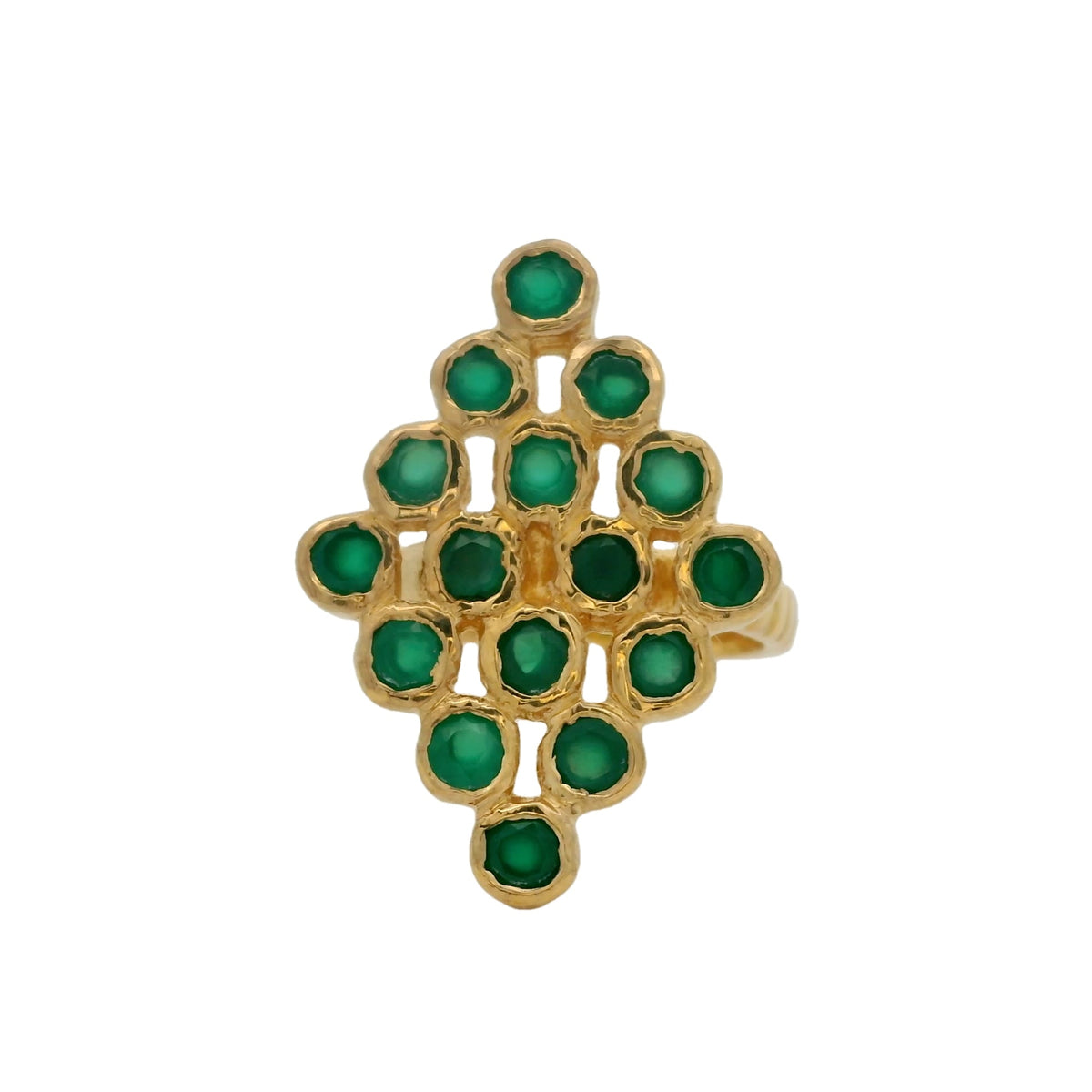 Bague dorée losange et pierre