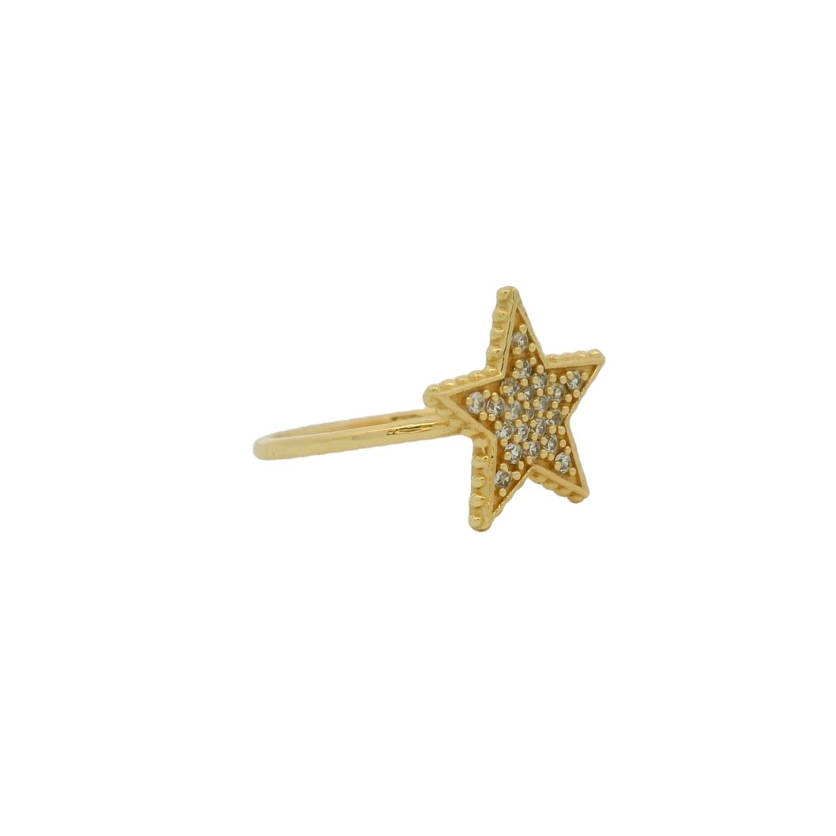 Bague dorée étoile et zircons
