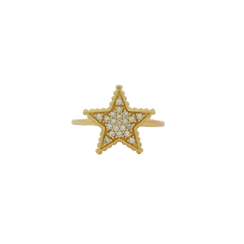 Bague dorée étoile et zircons