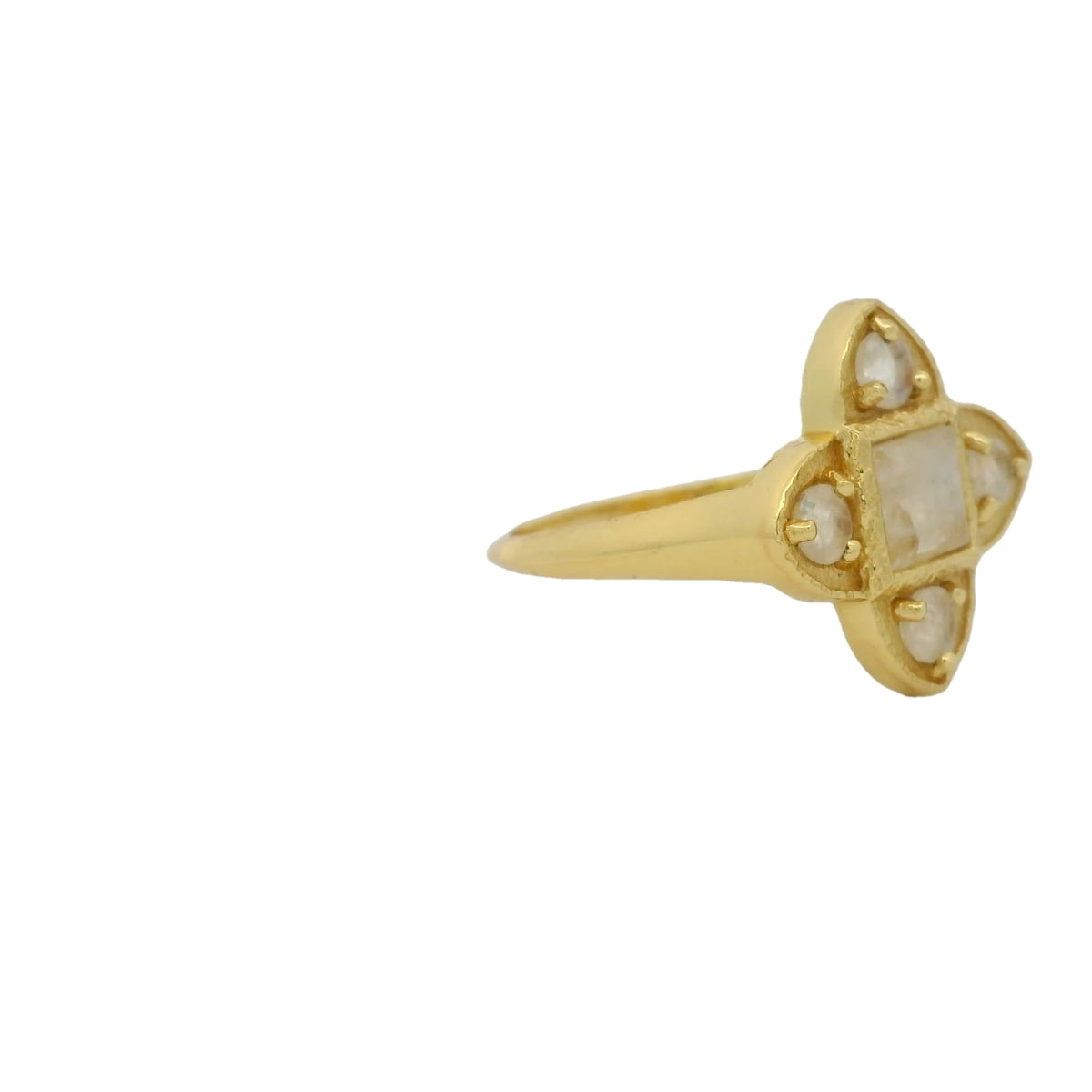 Bague dorée fleur pierre de lune