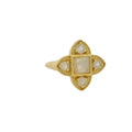 Bague dorée fleur pierre de lune