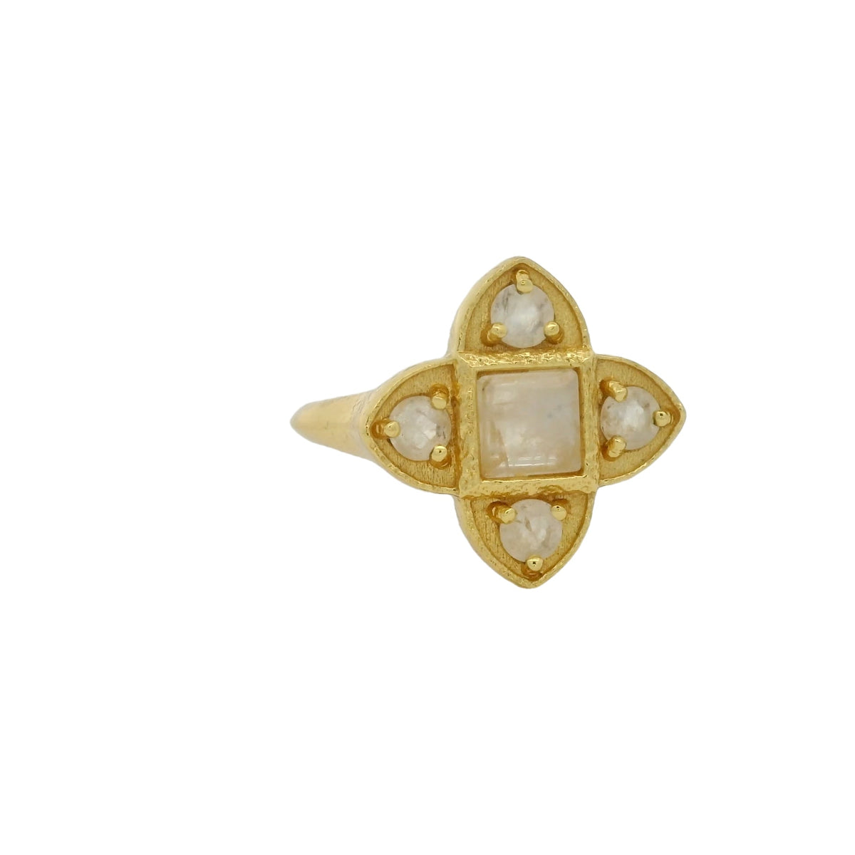Bague dorée fleur pierre de lune