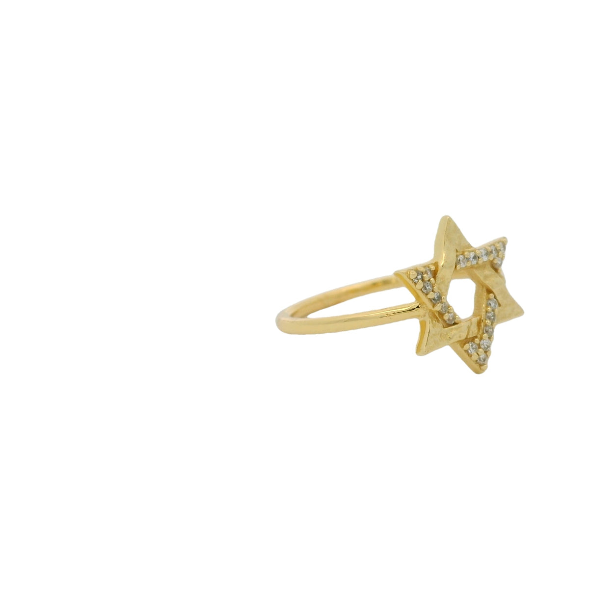 Bague dorée étoile de David et zircons