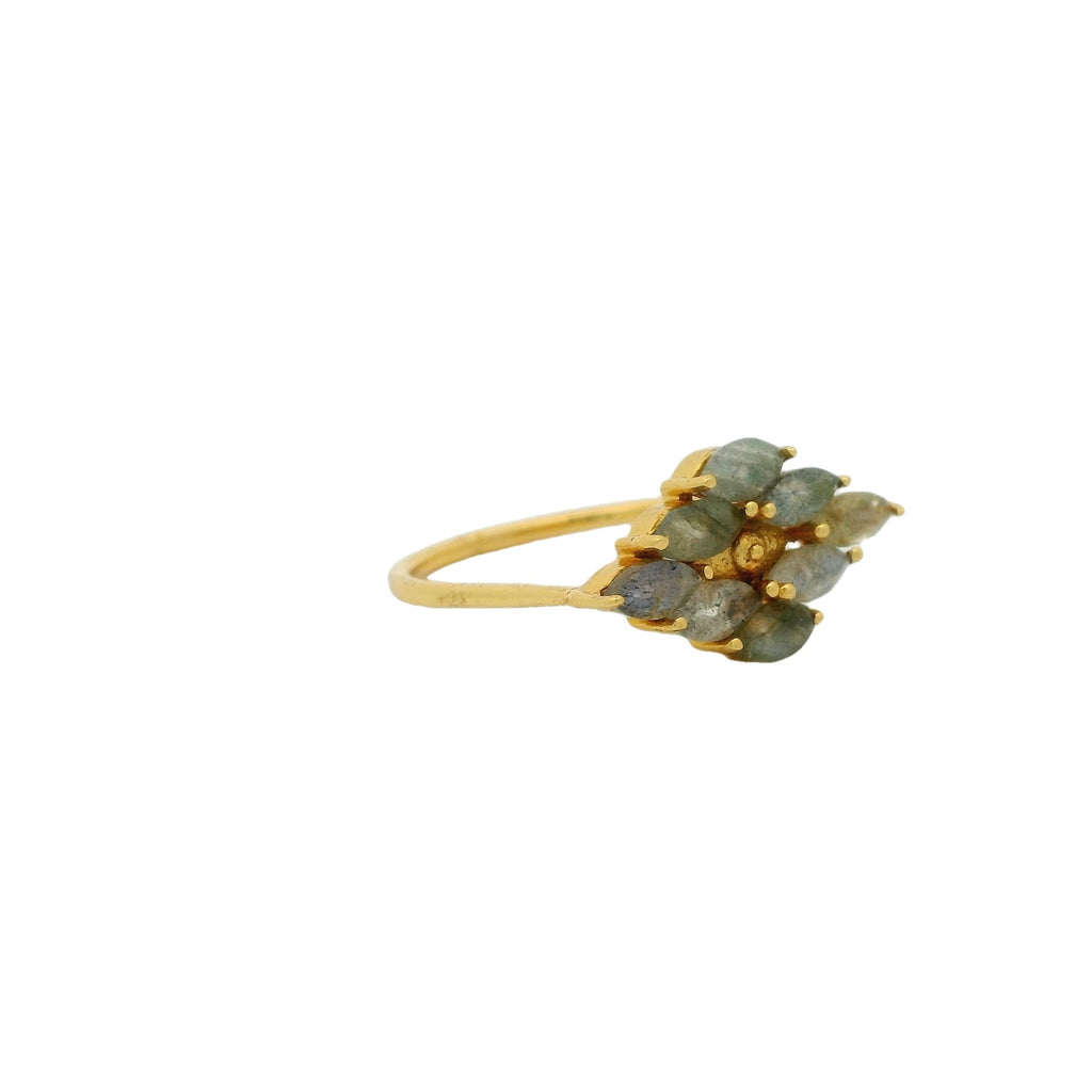 Bague dorée losange en labradorite avec oeil