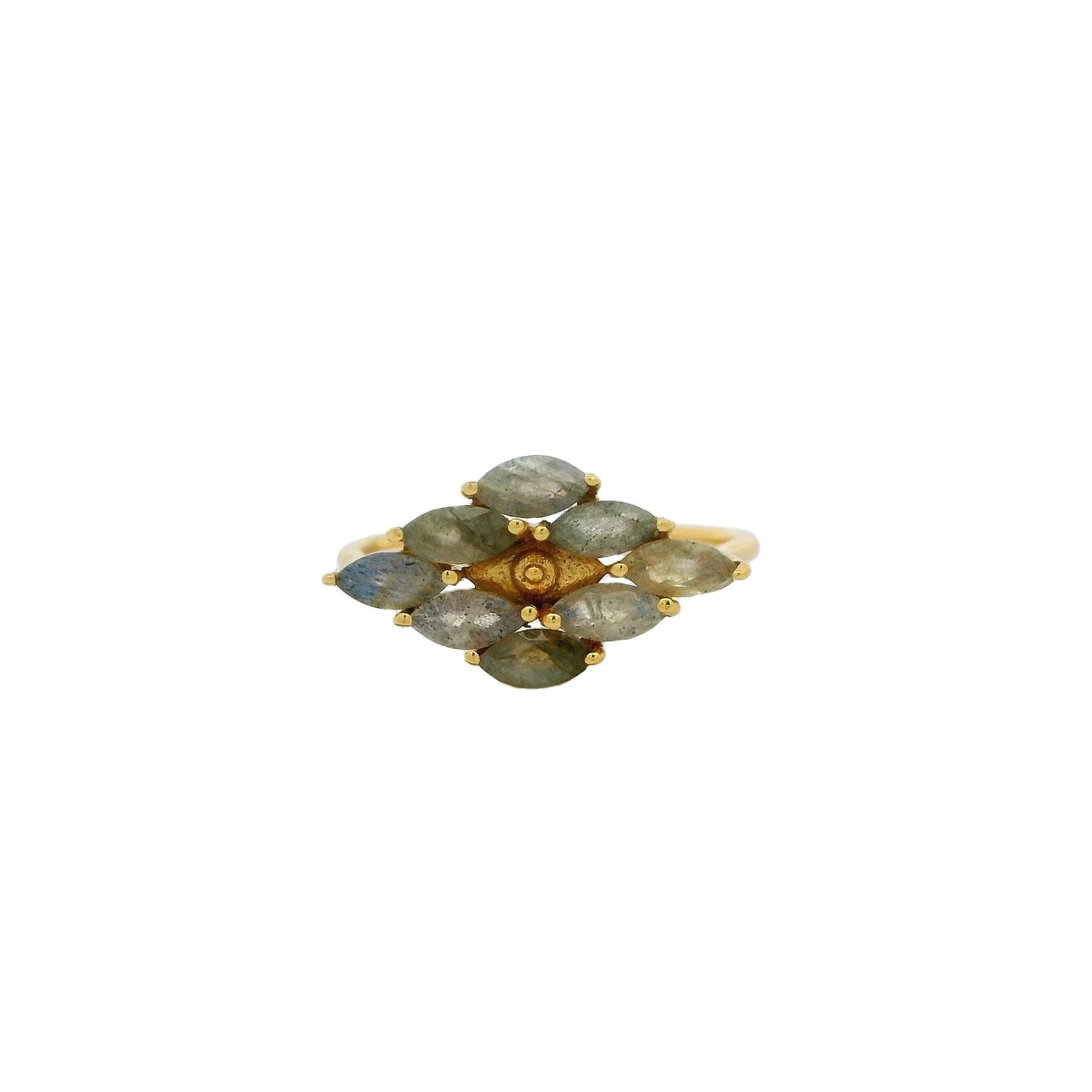 Bague dorée losange en labradorite avec oeil