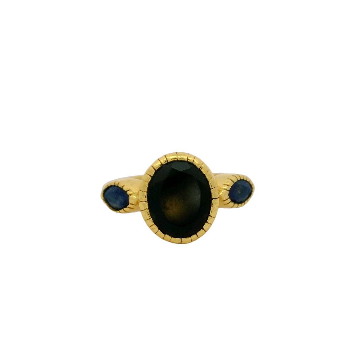 Bague dorée duo de pierres