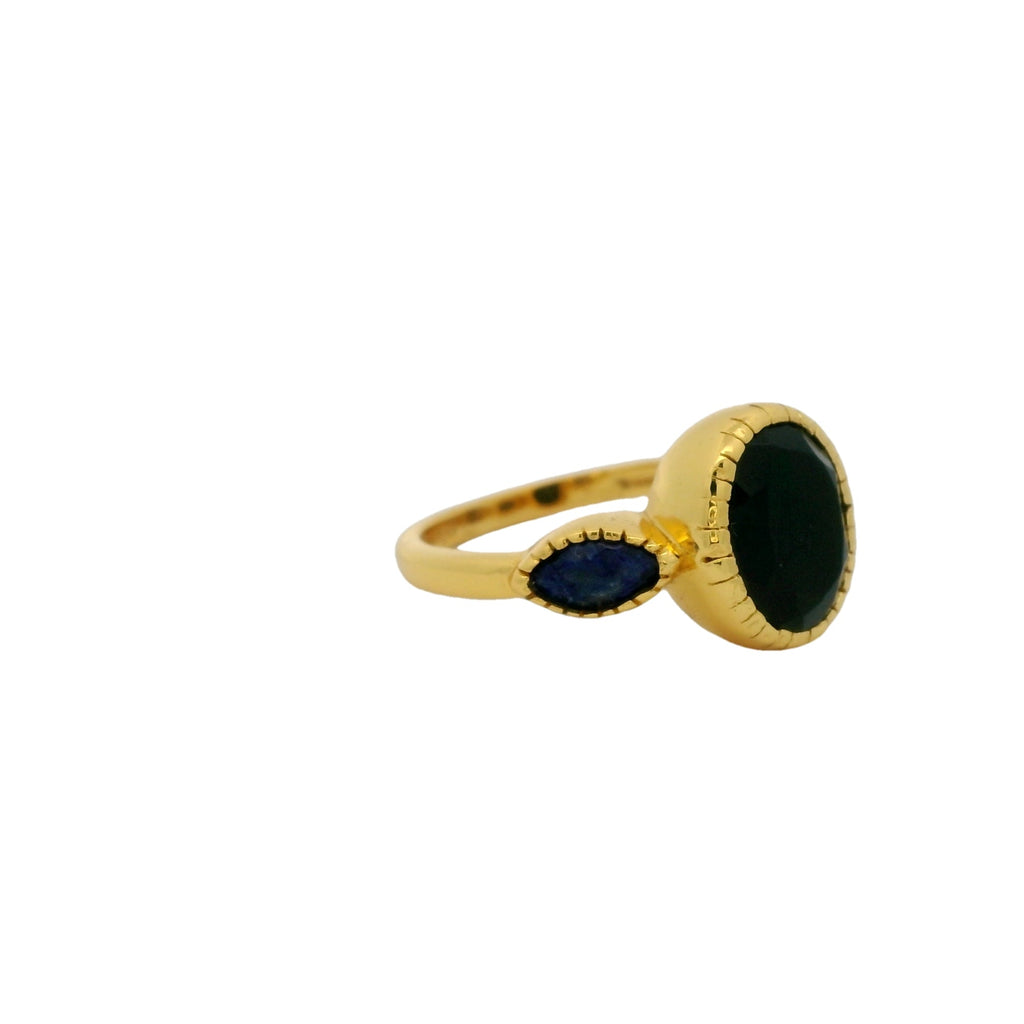 Bague dorée duo de pierres