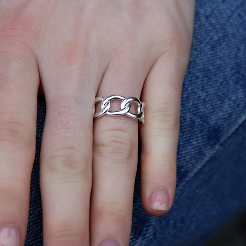 Bague argent 925 maillons entremêlés