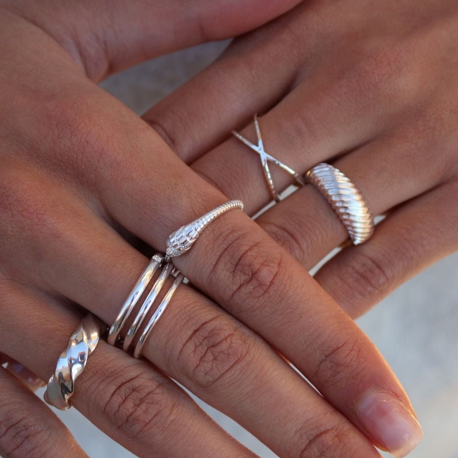 Bague argent 925 serpent zircons