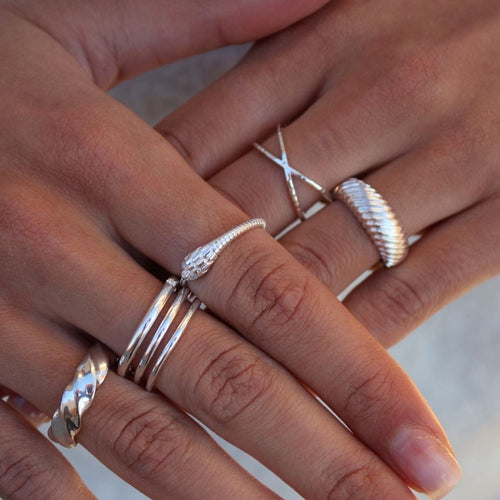 Bague argent 925 serpent zircons