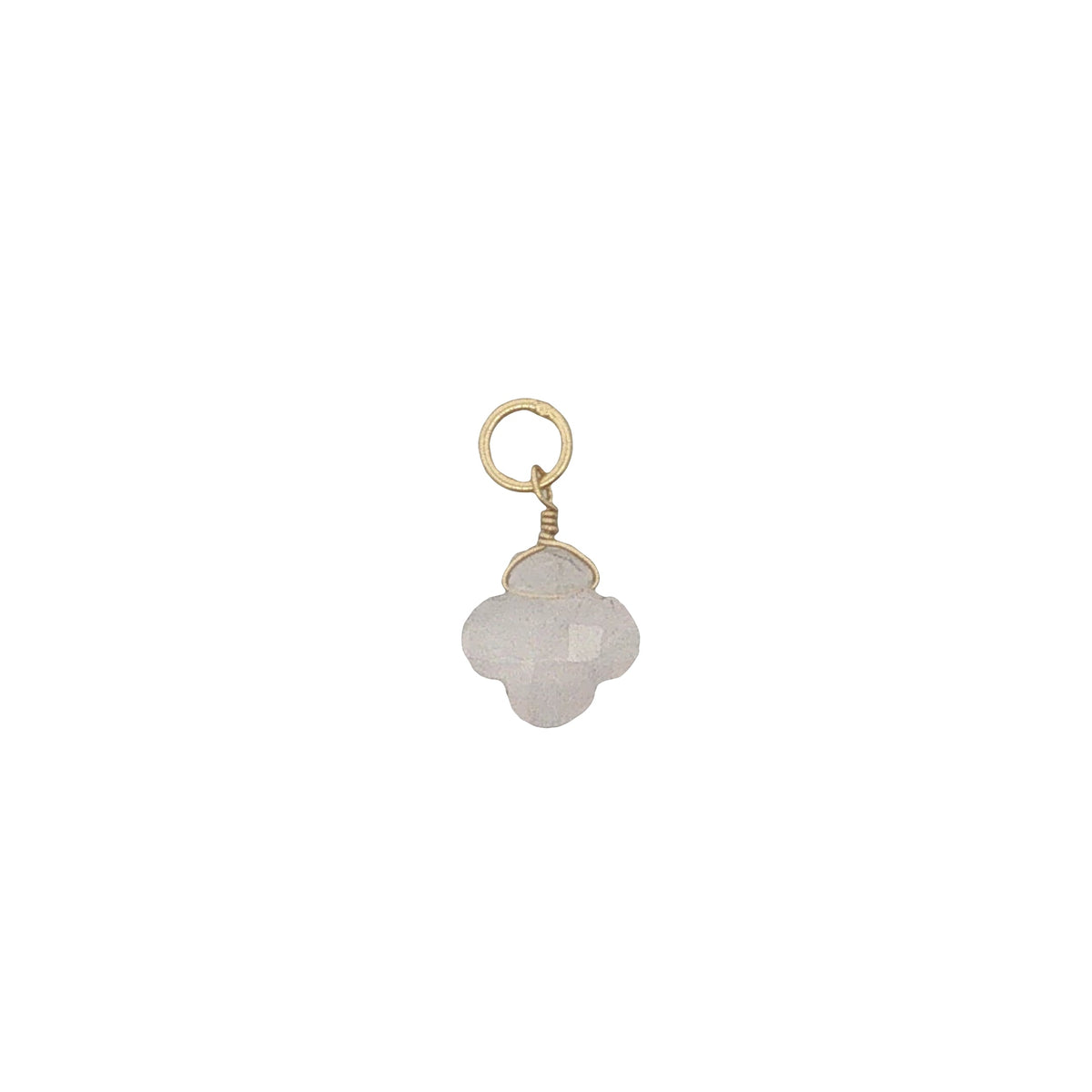 Charms doré trèfle quartz rose 10 mm