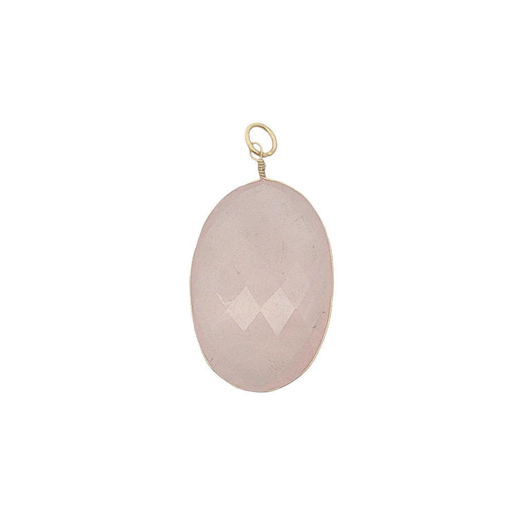 Charms doré quartz rose ovale avec fil doré