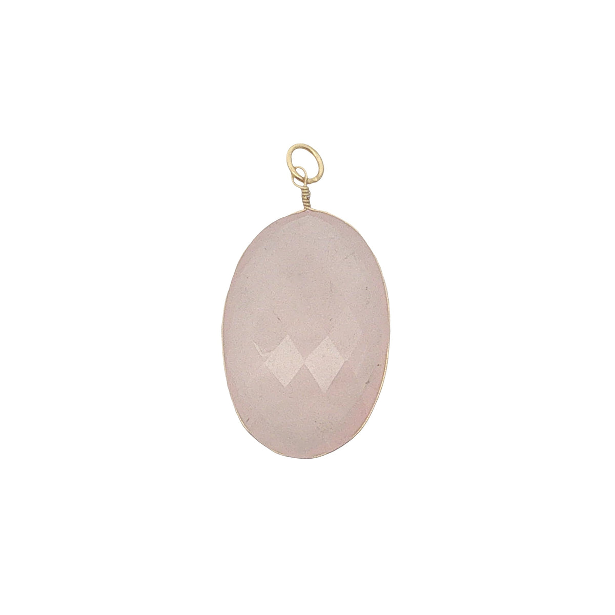 Charms doré quartz rose ovale avec fil doré