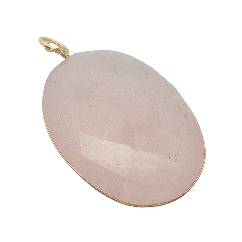 Charms doré quartz rose ovale avec fil doré