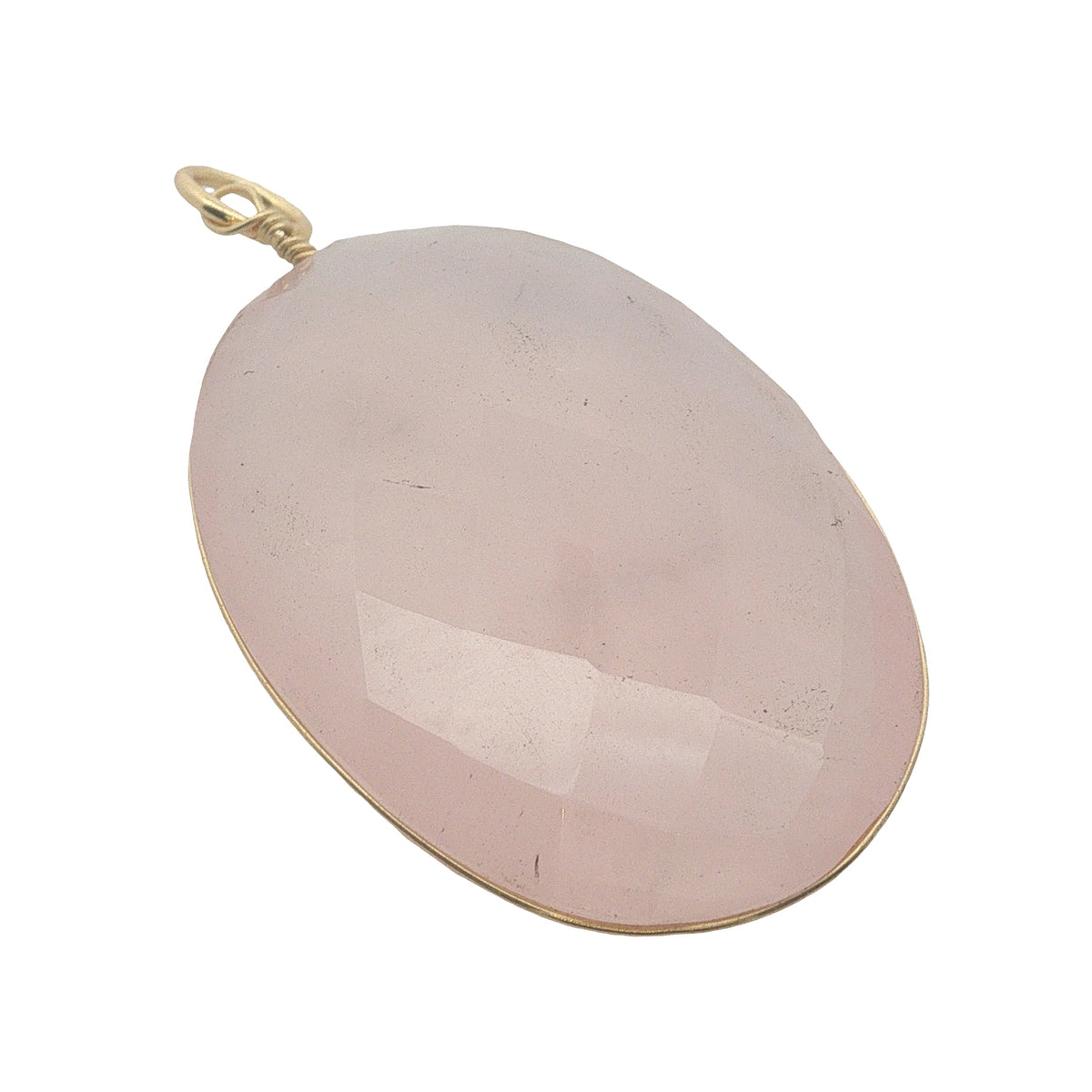 Charms doré quartz rose ovale avec fil doré