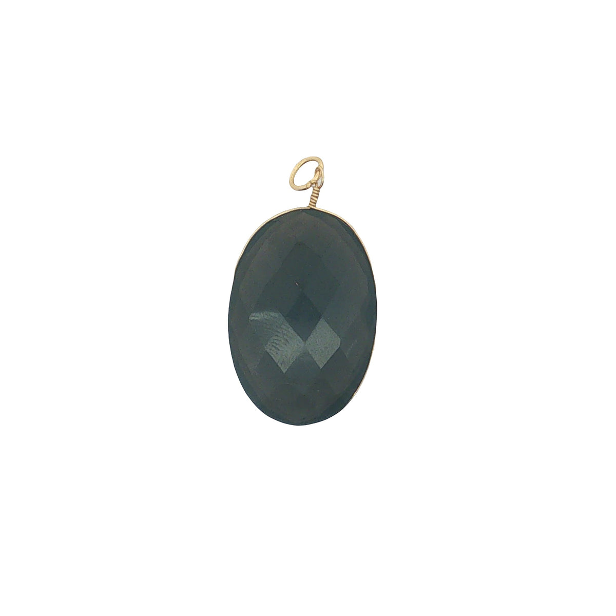 Charms doré quartz fumé ovale avec fil doré