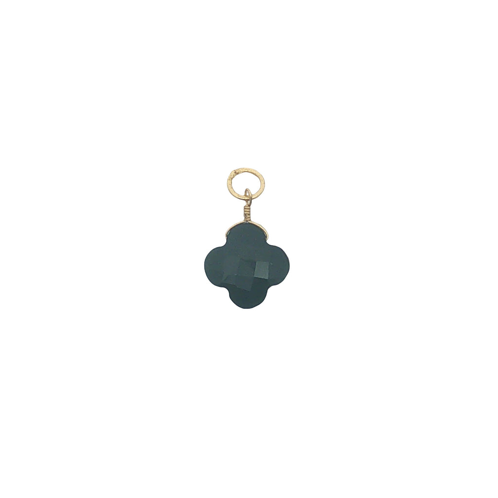 Charms doré trèfle onyx noire 12 mm
