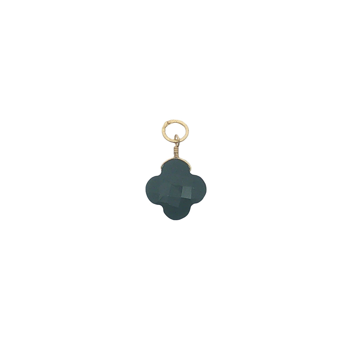Charms doré trèfle onyx noire 12 mm