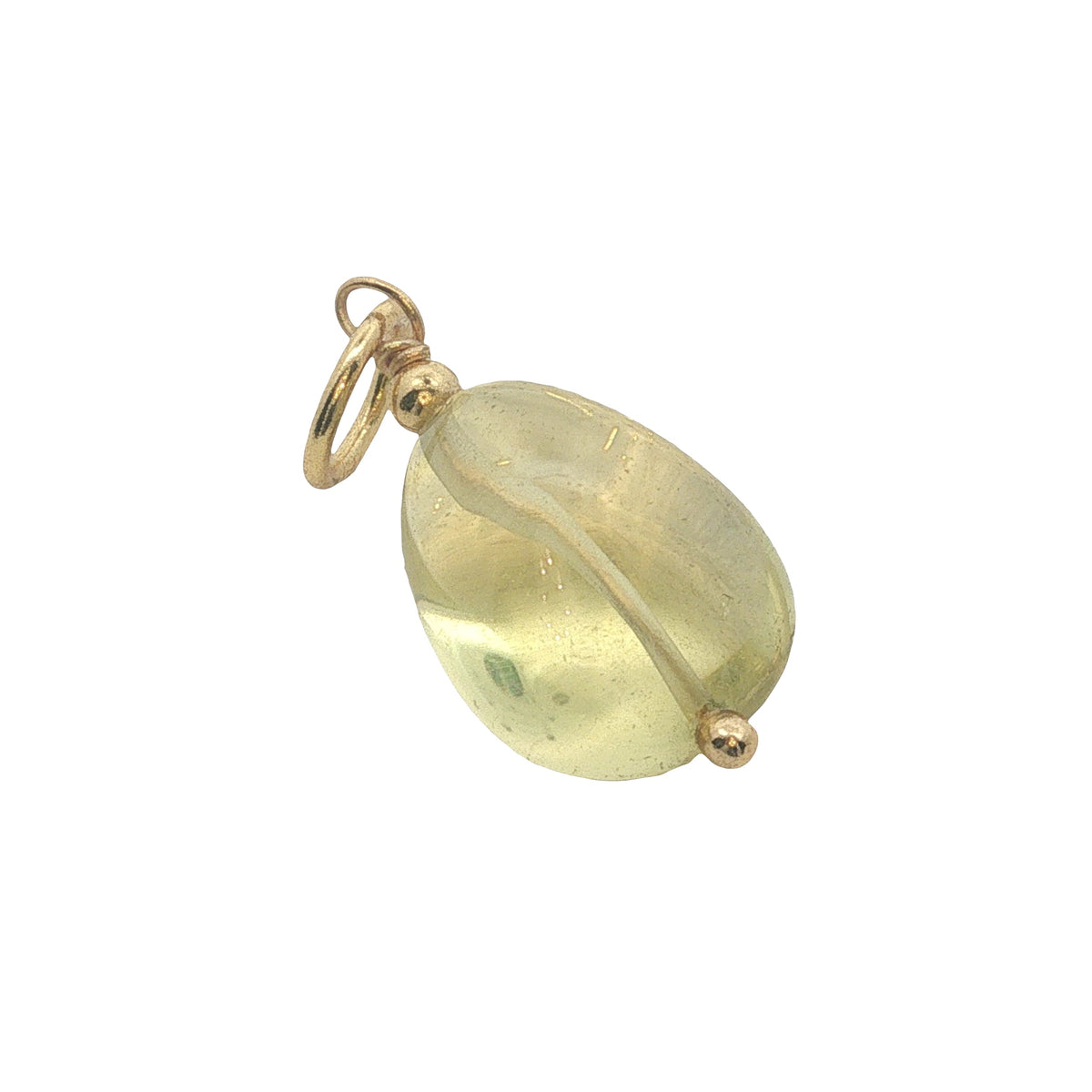 Charms doré quartz citron et petites perles dorées