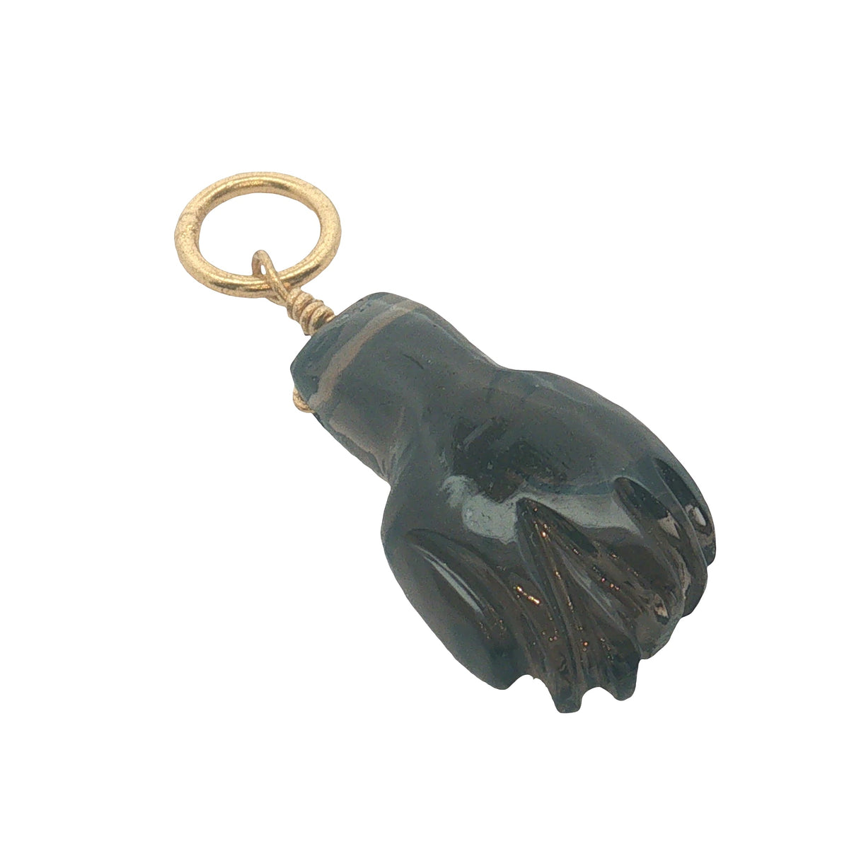 Charms doré Figa taillé dans du quartz fumé