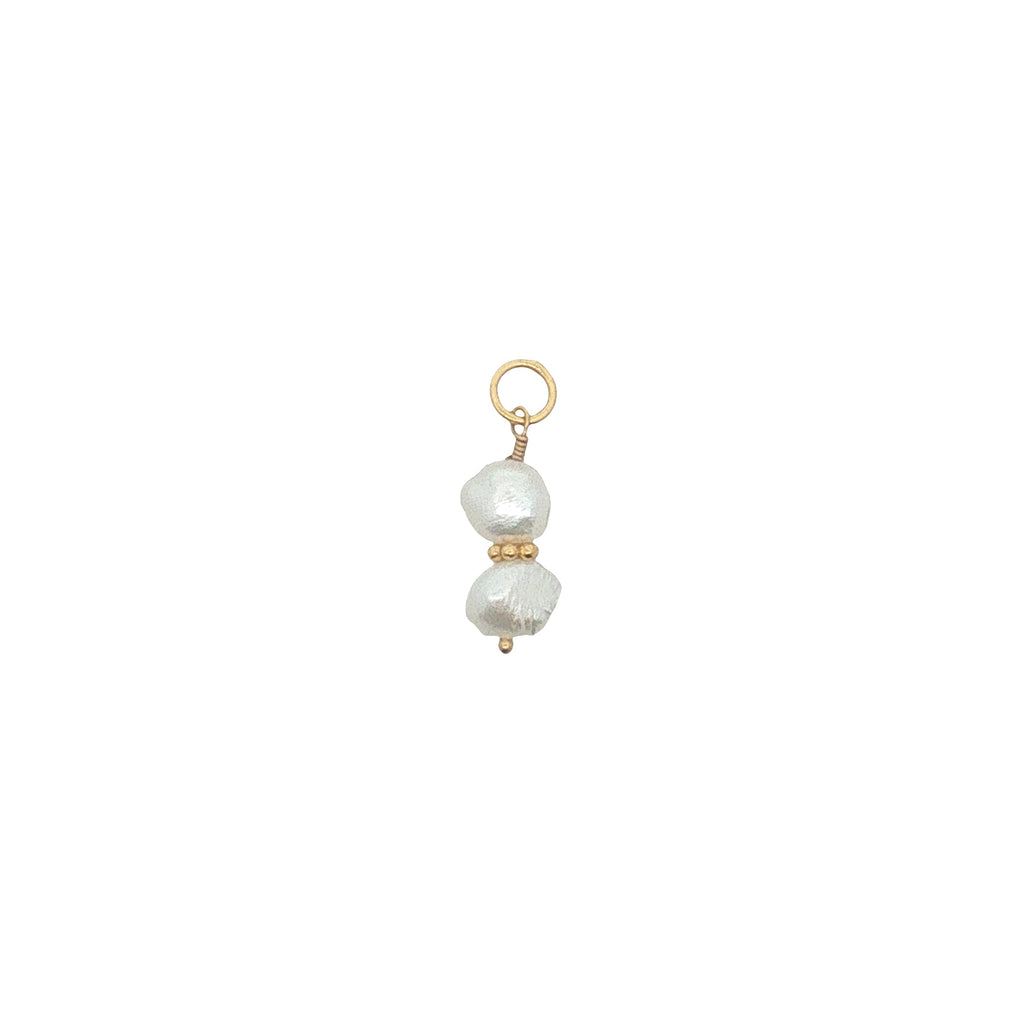 Charms doré duo de perle de culture avec couronne dorée