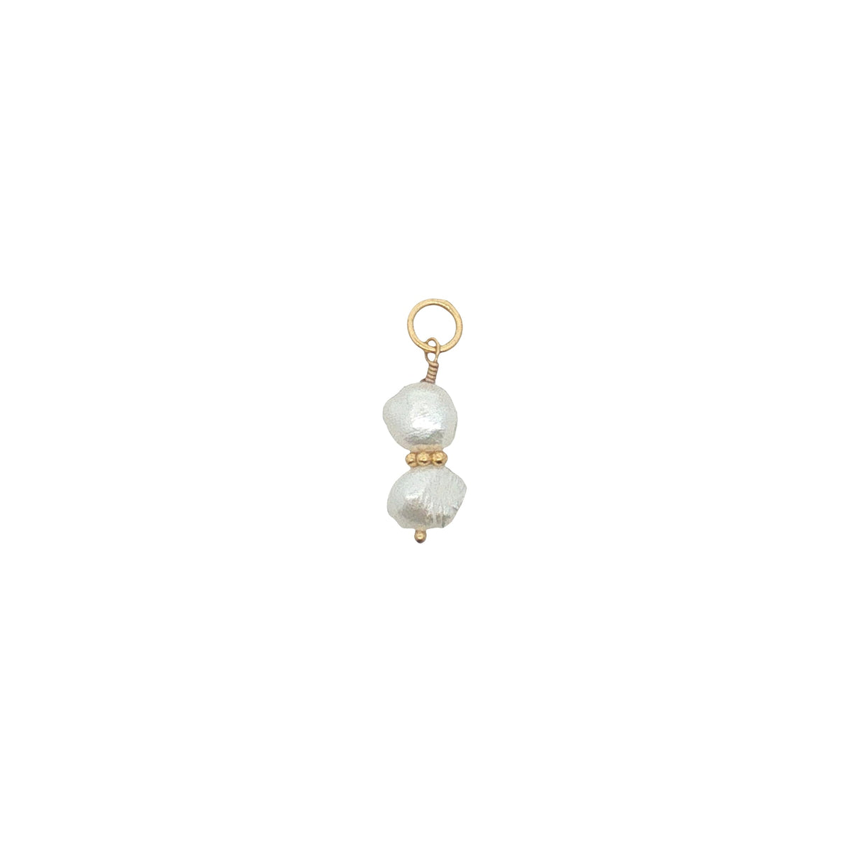 Charms doré duo de perle de culture avec couronne dorée