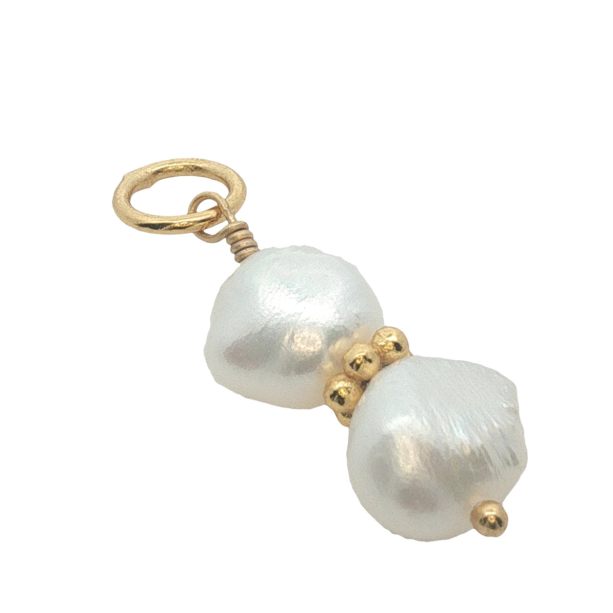 Charms doré duo de perle de culture avec couronne dorée