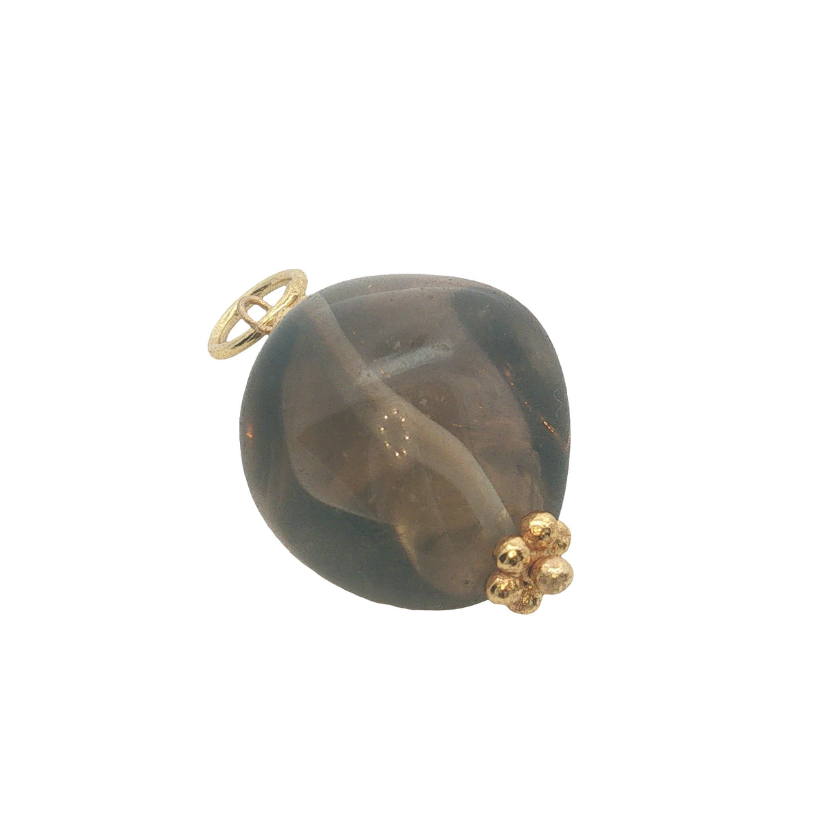 Charms doré quartz fumé et couronnes dorées