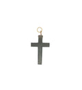 Charms doré croix striée en quartz fumé