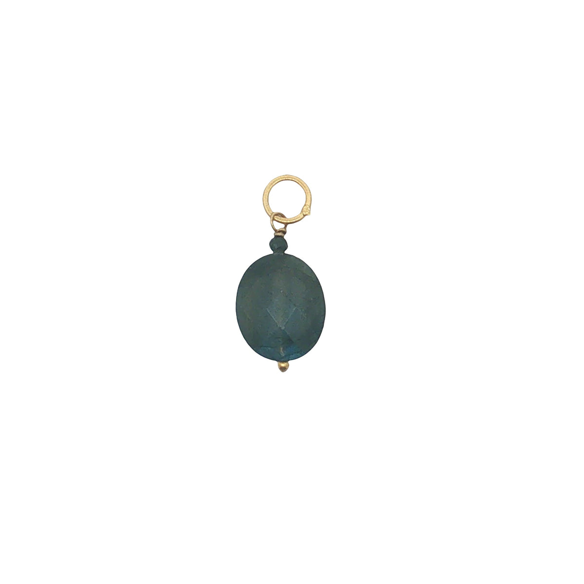 Charms doré labradorite ovale et petite tourmaline noire