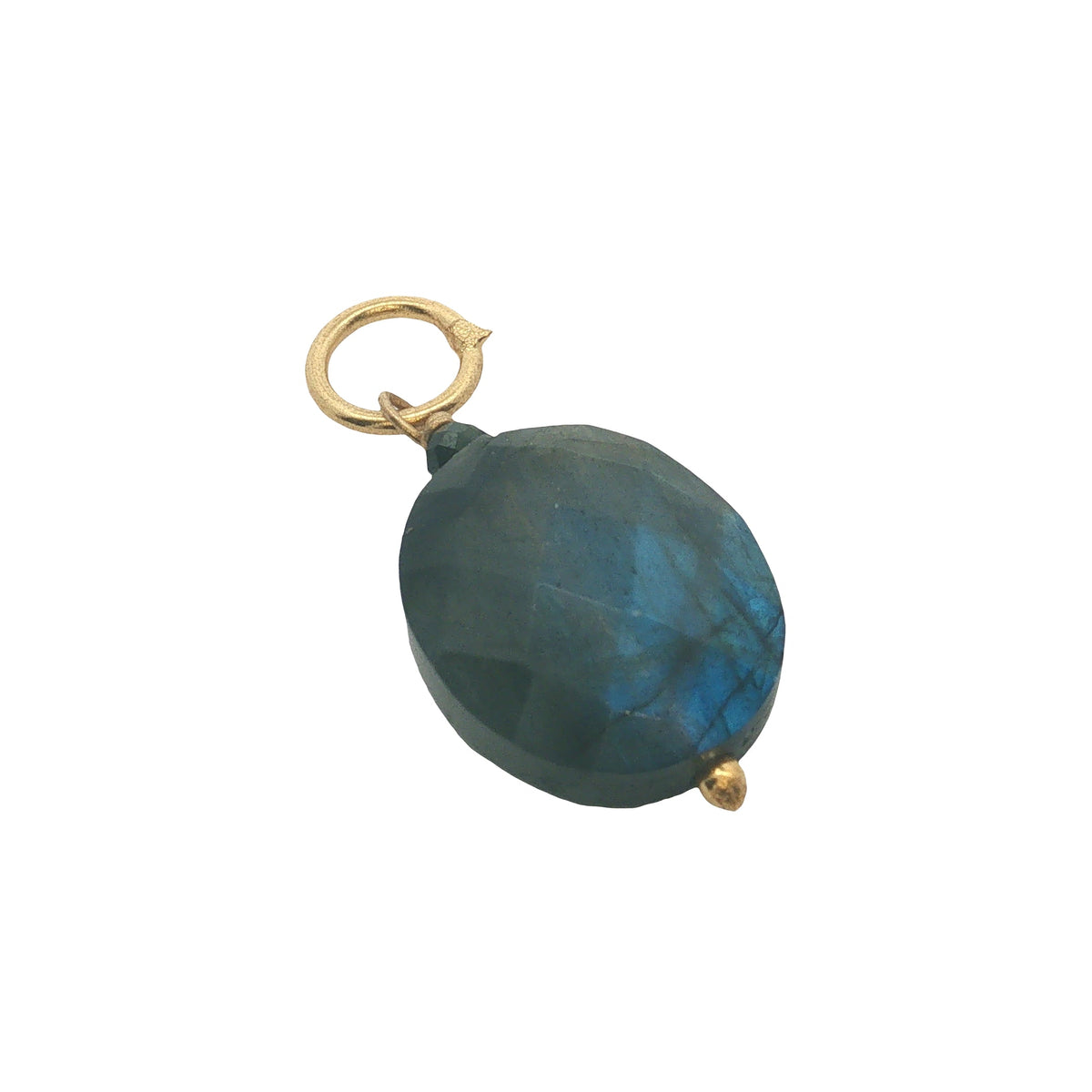 Charms doré labradorite ovale et petite tourmaline noire
