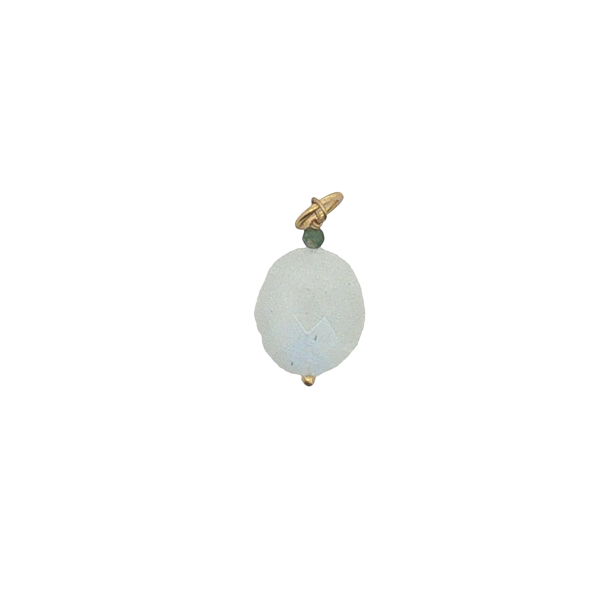 Charms doré pierre de lune ovale et petite tourmaline verte