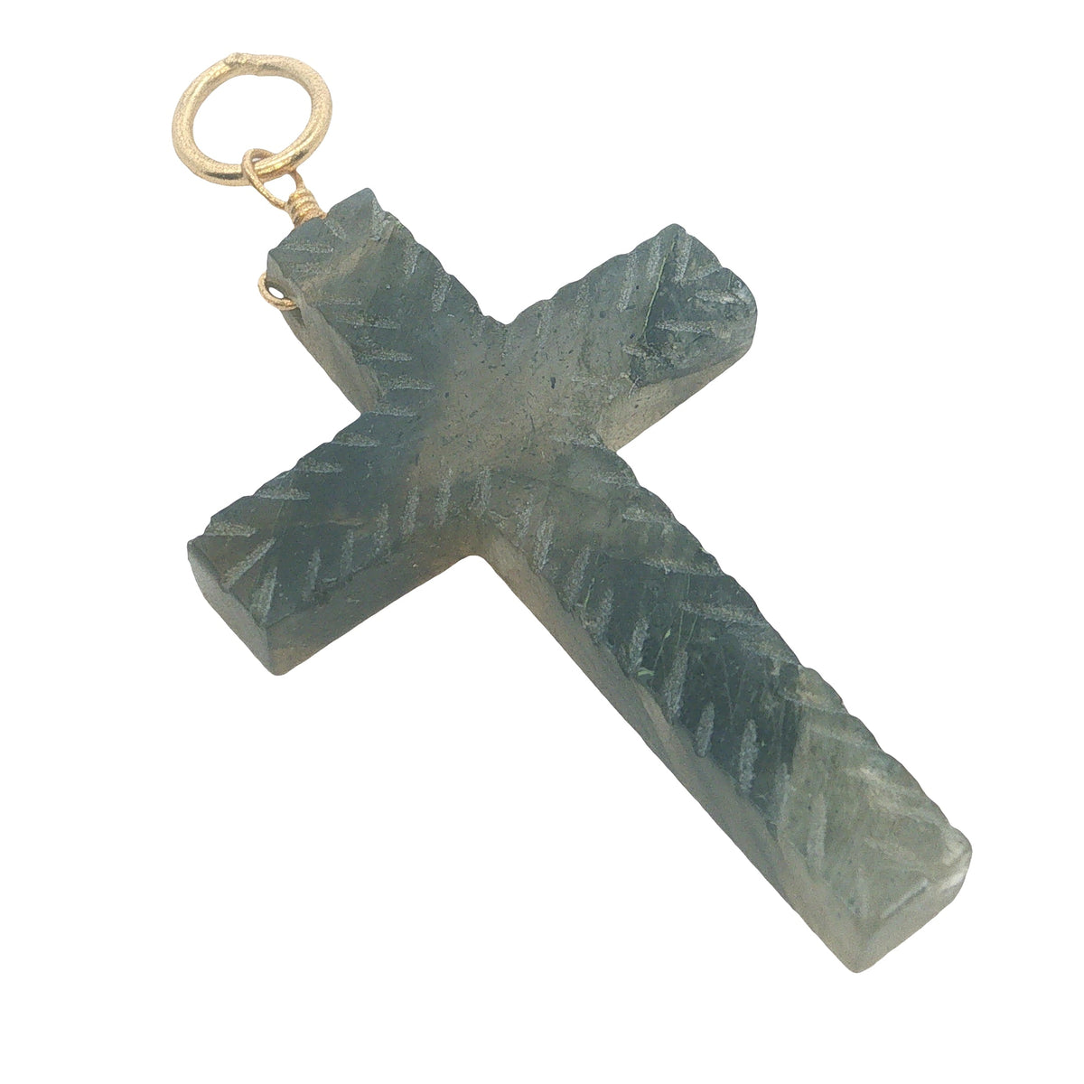 Charms doré croix striée en labradorite