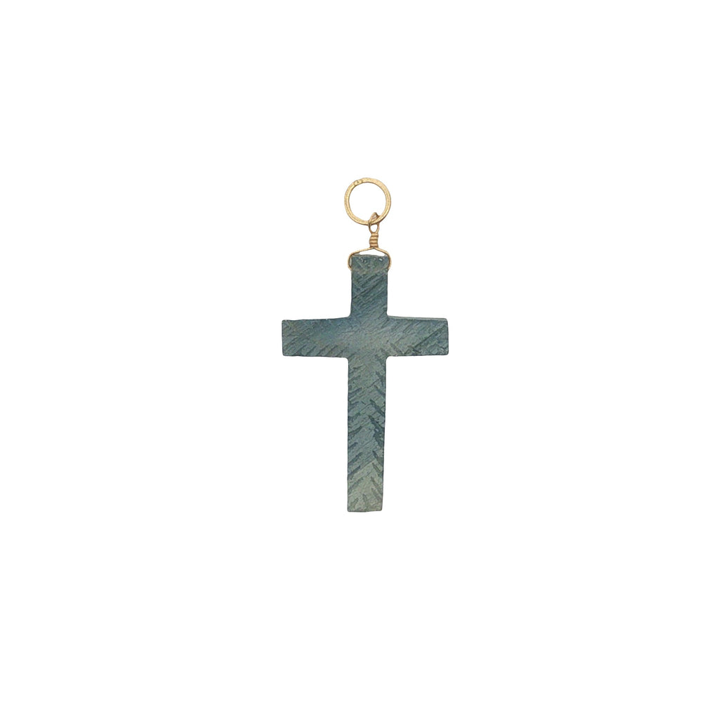 Charms doré croix striée en labradorite
