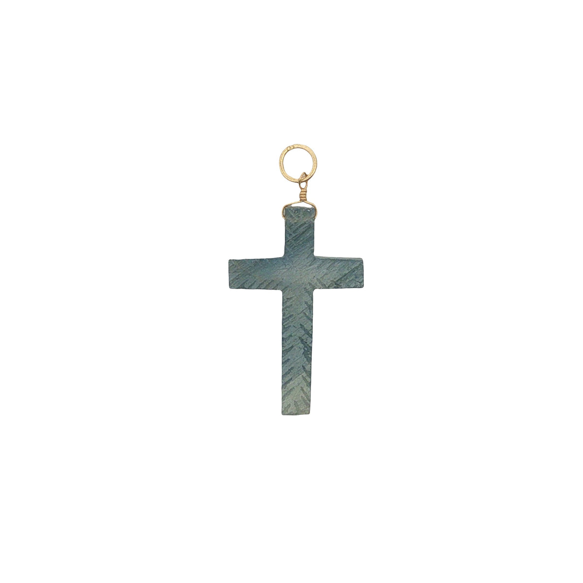 Charms doré croix striée en labradorite