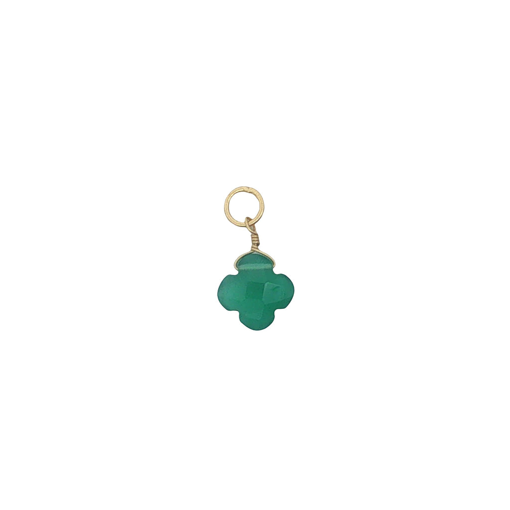 Charms doré trèfle onyx verte 10 mm