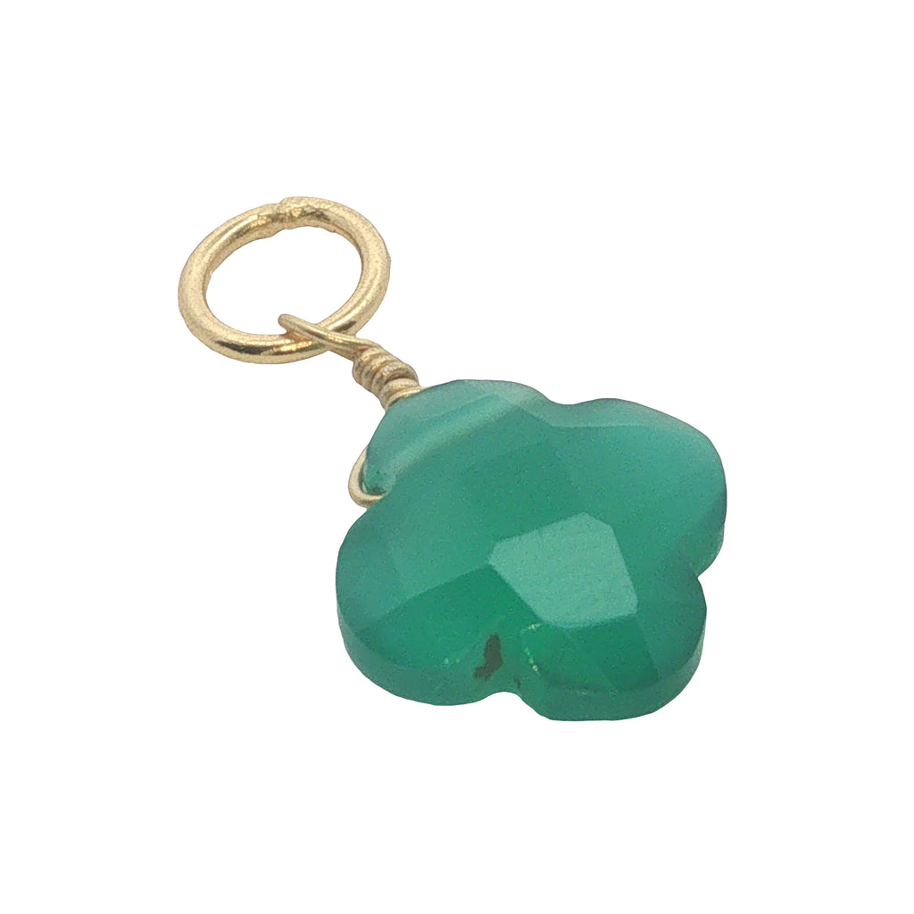 Charms doré trèfle onyx verte 10 mm