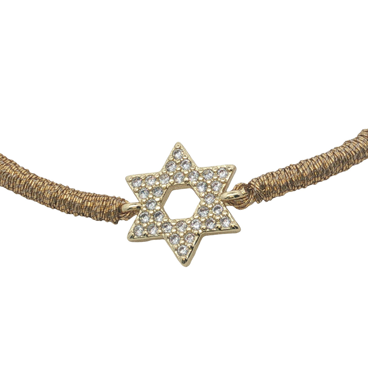 Bracelet cordon doré avec étoile de David dorée en zircons