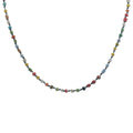 Collier doré perles colorées et noeuds bleus 64 cm