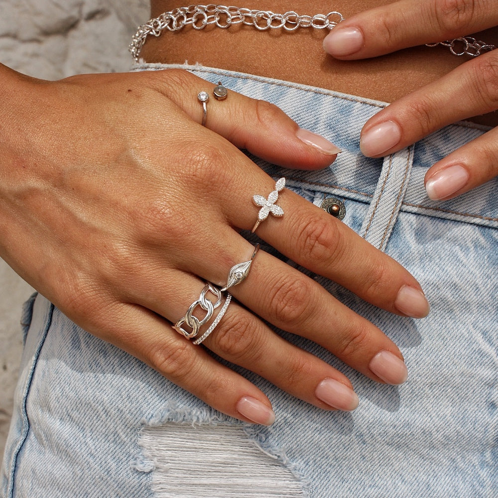 Bague argent 925 maillons entremêlés